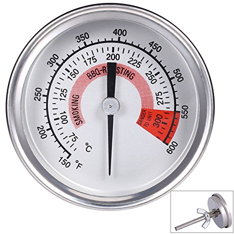 Qiorange 57mm Zeigerthermometer Bimetall Thermometer 300°C 600°F weiß