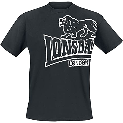 Lonsdale London Langsett Hombre Camiseta Negro 5XL 100% algodón Regular