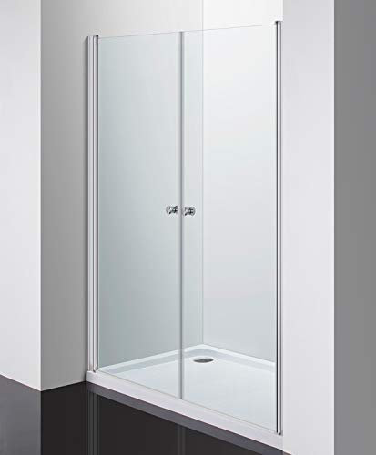 Box douche GRANISUD à portes, verre opaque 6 mm. Niche saloon, ouverture double porte battante, largeur 90 cm, hauteur 185 cm.