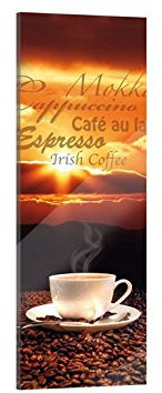 Klebefieber Glasbild Kaffee Sonnenuntergang B x H: 40cm x 100cm