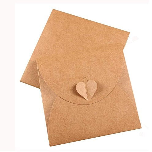 25Pcs Retro Brown Kraft Paper CD DVD Sleeves Envelopes DVD Cardboard Storage Cases Keepers Holder with Heart Button for CD/DVD Packaging or Store