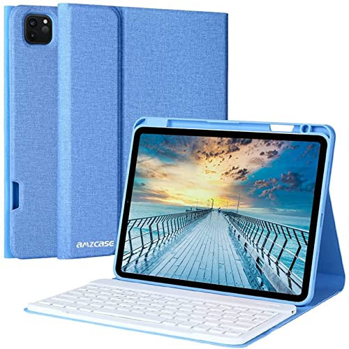 COO Funda con Teclado iPad Pro 11 2020/2018, Funda iPad 11 con Ranura de Lápiz y Teclado Español Bluetooth Desmontable para iPad Pro 11 2020,Cubierta Magnética Múltiples Ángulos de Visión(Cielo azul)