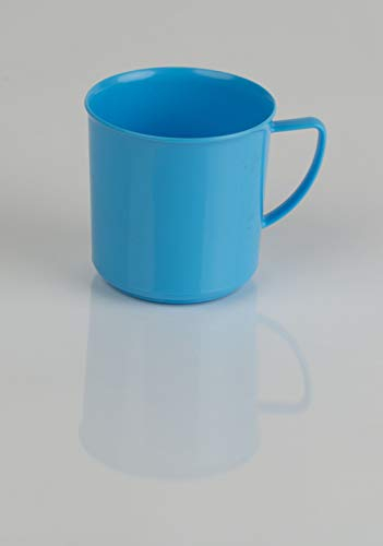 Kimmel Henkelbecher Henkeltasse Teetasse Kaffeebecher Mehrweg bruchsicher 180 ml, Kunststoff, Hellblau