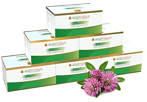 BodyFokus BeautyFormel Collagen Plus - Kollagen Pulver aus Weidehaltung + Hyaluronsäure - 6 Packungen