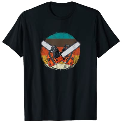 Motorsäge Vintage Holzfäller Sägespäne Waldarbeiter Geschenk T-Shirt