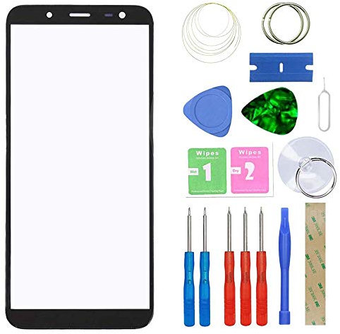 MovTEK Ecran Tactile Vitre Avant Remplacement pour Samsung Galaxy J6 2018 J600F Lentille Extérieur Verre Noir