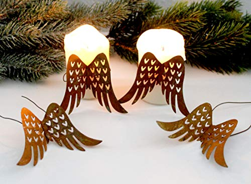 LB H&F Adventskranz Deko Advent Rost Metall Weihnachten (Engelsflügel)