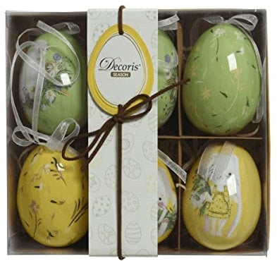 Kaemingk ausgefallene nostalgisch Bunte wetterfeste Ostereier Kunststoff-Dekoeier Osterstrauchdeko Preis für Set a 6 Stück