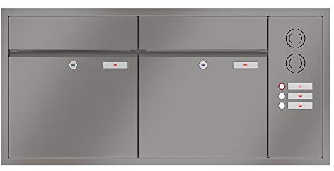 RENZ/Plan / 2er Unterputz-Briefkastenanlage Einbau-Briefkasten mit Sprechfeld/RAL-Farbe 9007 Volumen 28 L/Dein-Briefkasten.de