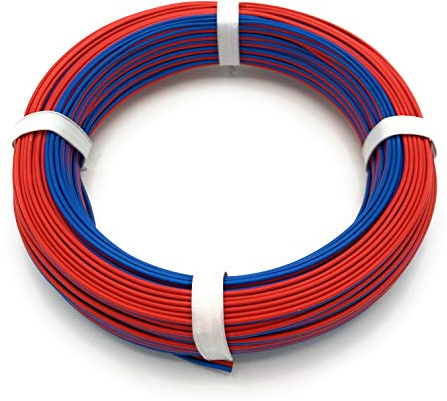 BELI-BECO L2218/25 Kabel - Kupferlitze 2 x 0,14 mm² (1x18x0,10 mm) - Zwillingsleitung - 25 m Ring (Rot-Blau)