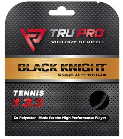 Tier One Sports TRU PRO Black Knight - Tennissaiten-Set (Poly): für den Turnierspieler (15g (1,33mm), 12,2m, Schwarz)