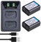 DuraPro 2 Pack NP-FW50 Replacement Battery + LED Built-in USB Charger Compatible with Sony Alpha a6500, a6300, a6000, a7s, a7, a7s ii, a5100, a5000, a3000, a7r, a7 ii, NEX 3/5/7 Series
