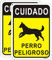 Señal Precaución Perros 25x18 cm cuidadao perro peligroso Letrero de metal de Aluminio impermeable resistente a la decoloración Interior-Exterior 2 piezas