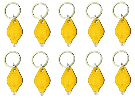 MACHSWON 10PCS Mini Keychain Torches Flashlight UV Money Checker Key-Chain LED Money Detector Light Key Ring Light Torch Yellow