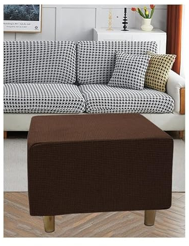 AQIGR Jacquard Ottomane Schonbezug Hockerbezug 60x60, Hocker Hussen für Quadratische Fußhocker, Stretch Bezug Ottomane Abdeckung Überzug Hocker Protector Waschbar Hockerabdeckung