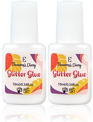 Hautkleber für Glitzertattoos, Eleanore's Diary 10 ml*2 Glitter Glue, Kleber für Glitzer, Geruchlos& Nicht Toxisch, Glitzer tattoo kleber für Karneval, Schminke, Halloween, Weihnachten,Cosplay