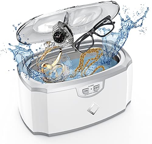 LifeBasis Nettoyeur à Ultrasons 45Khz Nettoyeur à Ultrasons 420ML avec Support pour Nettoyage Bijoux/Lunette/Pinceaux de Maquillage/Dentier Professionnel