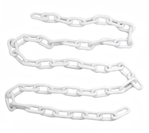 Boxonly Plastic Chain Barriers Link Warning Safety Barrier Parking Space Plastic Chains For Decorative Garden Fence 25mx6mm-White