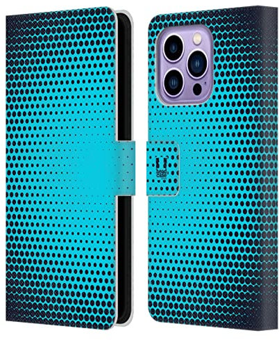 Head Case Designs Azul Radial Tonos Medios Carcasa de Cuero Tipo Libro Compatible con Apple iPhone 14 Pro MAX