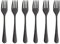 VILLA ITALIA Elegantes Kuchengabel - Set Elegantes Besteck Set Edelstahl Chrom Schwarz 6 Stück 6er Set ANTIQUE BLACK