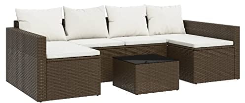 vidaXL Garten Lounge Set 2-TLG., Gartenmöbel Set mit Kissen, Sitzgruppe für Garten Terrasse, Sofa Garnitur Loungemöbel U-Form, Braun Poly Rattan