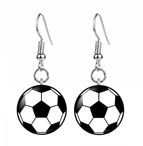 Ohrringe mit Fußball-Motiv, erhältlich in Clip-on-, Ohrstecker- und Tropfenstilen., 1.2cm x 1.2cm, Edelstahl