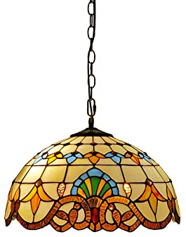 Tiffany Retro Esszimmer Pendelleuchte Barock Wohnzimmer Deckenleuchte Vintage Esstisch Hängelampe Küchenlampen Pendellampe Wohnzimmerlampe Hängeleuchte Schlafzimmer Loft Cafe Bar (50CM)