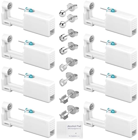 CHENYU 8 Stück Piercing Pistole Disposable ear Sterile Piercing gun kit Ohrring Pistole mit Ohrstecker und Ohrlochpistole Geeignet für Jungen Und Mädchen