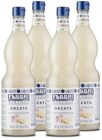Food-United ORZATA ORGEAT SIRUP 4x1L | FABBRI Mixybar | sciroppo d'orzata | Sirup aus Mandeln & Gerstenwasser | fabbri 1905 cocktail bar syrop | für Orzata-Granita Mai-Tai Cocktail Frappe Kaffee (4)