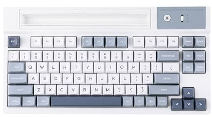 EPOMAKER DynaTab75 Wireless Gaming Keyboard with Slot for iPad Tablet, Hot-swap Gasket-mounted Mechanical Keyboard, 2.4G/USB-C/Bluetooth, Creamy Gasket, RGB Backli (White Blue, Sea Salt Silent Switch)