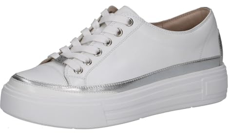 CAPRICE Damen Plateau Sneaker aus Leder zum Schnüren, Weiß (White Nappa Co), 36.5 EU