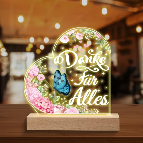 APODESS Danke für Alles Nachtlicht Dankeschön Geschenke Abschiedsgeschenk Erzieherin Geschenk Lehrer Thank You Lampe Kita Abschied Geschenk für Kollegen Jobwechsel Ruhestand Krankenschwester