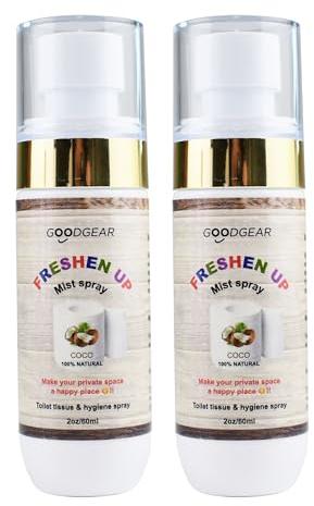 Goodgear 120ml 2 in 1 unisex toilet paper & intimate hygiene spray|Create flushable wipe|Sports & outdoors moisturise anti chafing|Camping toilet hygiene(Coco)