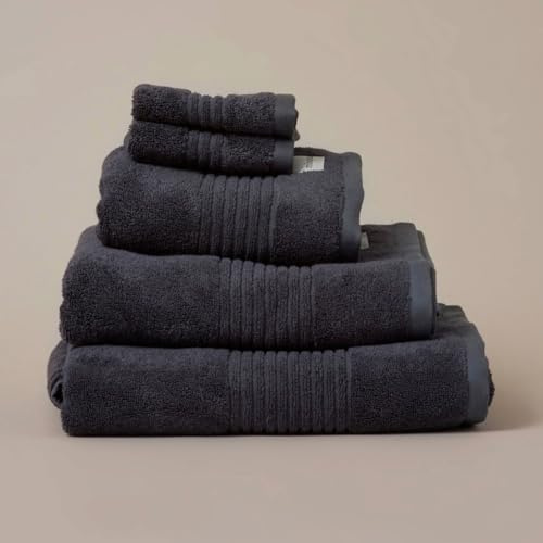 Misona 5 Piece Bamboo Towel Set – Ultra Soft, Super Absorbent, Quick Dry, Zero Twist Bathroom Towels, Plush 580GSM (Steel Grey)
