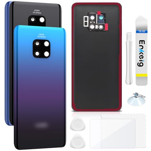 Enkeig Vitre arrière Remplacement pour Huawei Mate 20 Pro Couvercle Batterie avec Kit Réparation (Aurora)
