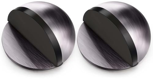 Hotop Self-Adhesive Floor Door Stoppers Oval Stainless Steel Door Stop Mounted Half Moon Wall Protector with Glues for Hard Floor Glass(Grey,2 Pcs)