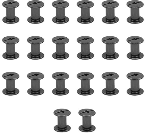 CANGCANG 20pcs M5*8 Remaches De Tornillo,Remaches Para Cuero,Tornillo de Cuero de Encuadernación,Para Decoración De Cuero,Tornillo Chicago Remache para (Negro Brillante)