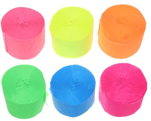Ciieeo 6pcs Crepe Paper Streamers Neon Party Streamers Decorations Blacklight Event Festival Fans Paper Decorations