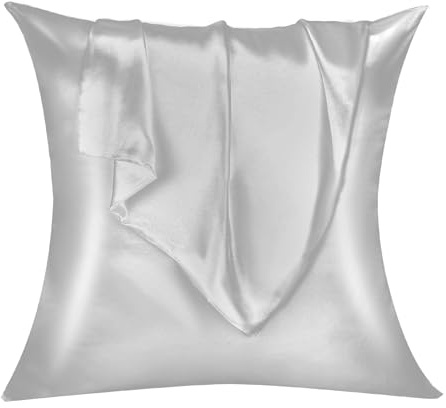 Lirex 2er Set Satin Kissenbezug 50x50cm, kissenbezüge, Weich wie Seidenkissenbezug, Satin Kopfkissenbezug Kissenhülle für Haar und Haut kommt, Oeko-TEX Zertifiziert, Hellgrau