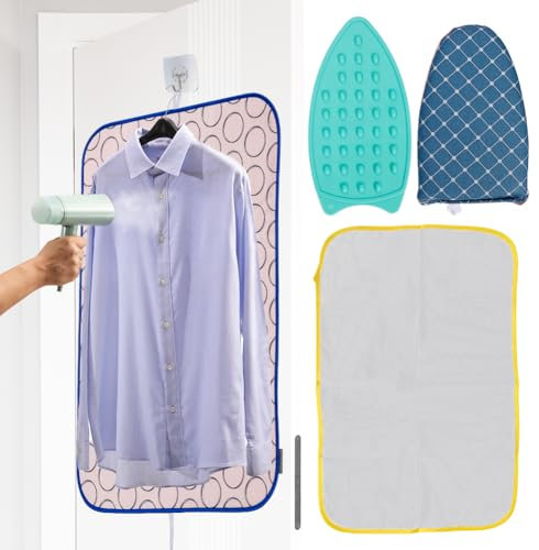 Portable Ironing Mat for Countertop - Over The Door Steamer Pad Washer Dryer Heat Resistant Pad Cover for Travel Ironing Board