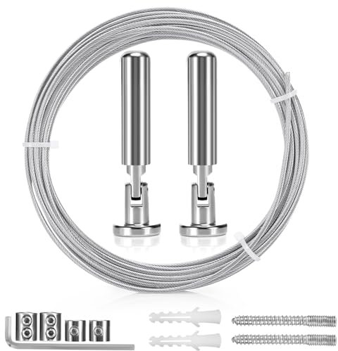 Tapvai 5 m de Acero Inoxidable para Cortina,Resistente Soporte de Pared,para Cortinas,tendedero,Alambre Tensor,Alambre fotográfico,Cortinas de Ducha,Cuerda para Cortinas