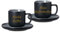 LUXENTU Personalisierte Espressotassen mit Untertassen Jasper 2er Set, 90 ml, Goldgefärbte Gravur auf Tassen, 2-zeiliger Gravurbereich für individuellen Text, Steinzeug, Schwarz