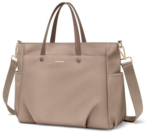 GOLF SUPAGS Sac Fourre-Tout Pour Ordinateur Portable 15.6 Pouces, Sac à Bandoulière Pour Ordinateur Pour Femme, Sac à Main élégant Pour Le Travail et Les Voyages (Champagne)