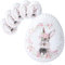 com-four® 6x Metall-Osterteller mit süßem Hasenmotiv - Deko-Teller für Ostern & Frühling - Hasenteller für Süßigkeiten & Ostereier (Eiform Hase - 6x)