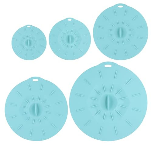 Coperchi In Silicone 5 Pezzi Coperchi A Ventosa In Silicone, Set Coperchi Silicone Per Pentole, 5 Dimensioni, Coperchi Universali In Silicone Per Pentole, Coperchio Riutilizzabile In Silicone