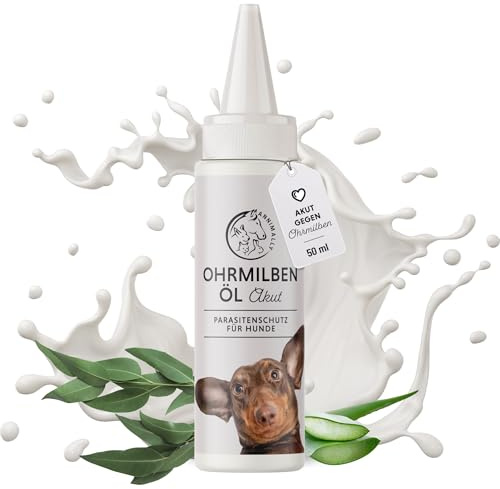 Annimally Akut Ohrmilben-Öl für Hunde 50 ml | Zitroneneukalyptus, Aloe Vera, Kokosöl, Schwarzkümmelöl, Tropfpipette, hergestellt in Deutschland