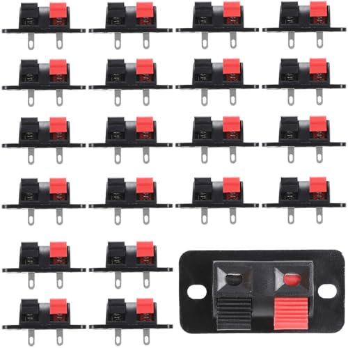 Greluma 20 Pz Morsettiera per altoparlanti a 2 vie, connettore per morsettiera per altoparlanti a 2 posizioni, clip di collegamento a molla per altoparlanti, tipo a rilascio a pressione