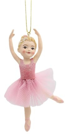 Kurt Adler 5-Inch Blonde Ballerina Ornament – Pink Tutu Resin & Fabric Holiday Dancer Decoration – E1013