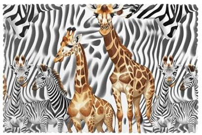 Zebra and Giraffe Print Dinner Plate Pad Set of 6, Decorative for Home, Hotel & Banquets for Dining Table