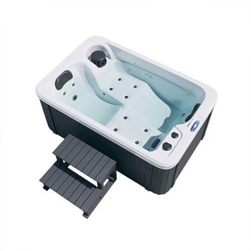 Home Deluxe - Outdoor Whirlpool Horizon Plus - inkl..Treppe und Thermoabdeckung, ca. 115 x 175 x 70 cm, inkl. Heizung und Massage I Whirlpool Badewanne Outdoor Badewanne